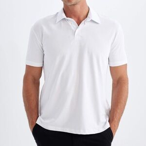 West Zero One men’s white classic cotton blend polo shirt size large